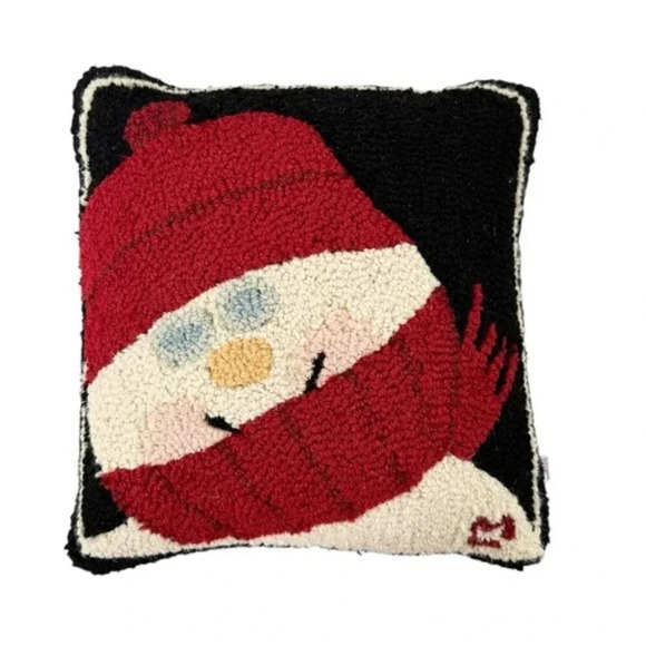 Chandler Four Corners Wool Laura Megroz 2009 Sweet Snowman Pillow 18”x18” Black - Picture 1 of 9